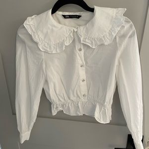 Zara White Peter Pan Collar Blouse